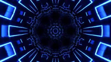 Gelecekçi Siberpunk VJ Döngü Neon Tüneli Girdabı ve Arıza Parçacıkları