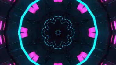 Gelecekçi Siberpunk VJ Döngü Neon Tüneli Girdabı ve Arıza Parçacıkları