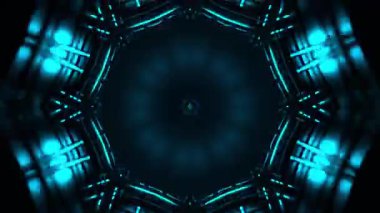 Gelecekçi Siberpunk VJ Döngü Neon Tüneli Girdabı ve Arıza Parçacıkları