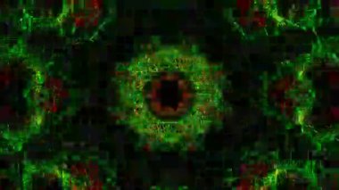 Gelecekçi Siberpunk VJ Döngü Neon Tüneli Girdabı ve Arıza Parçacıkları