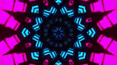 Gelecekçi Siberpunk VJ Döngü Neon Tüneli Girdabı ve Arıza Parçacıkları