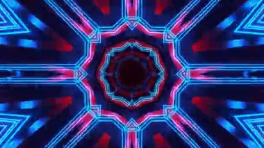 Gelecekçi Siberpunk VJ Döngü Neon Tüneli Girdabı ve Arıza Parçacıkları