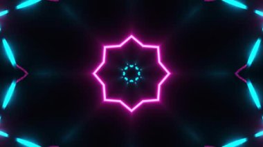 Gelecekçi Siberpunk VJ Döngü Neon Tüneli Girdabı ve Arıza Parçacıkları
