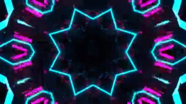 Gelecekçi Siberpunk VJ Döngü Neon Tüneli Girdabı ve Arıza Parçacıkları