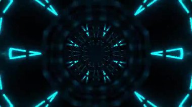 Gelecekçi Siberpunk VJ Döngü Neon Tüneli Girdabı ve Arıza Parçacıkları