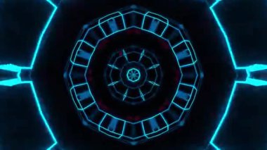 Gelecekçi Siberpunk VJ Döngü Neon Tüneli Girdabı ve Arıza Parçacıkları