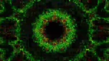 Gelecekçi Siberpunk VJ Döngü Neon Tüneli Girdabı ve Arıza Parçacıkları