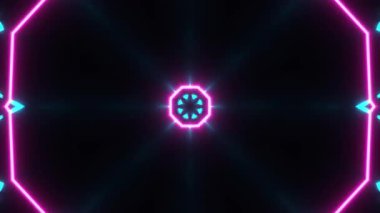 Gelecekçi Siberpunk VJ Döngü Neon Tüneli Girdabı ve Arıza Parçacıkları