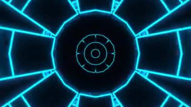 Gelecekçi Siberpunk VJ Döngü Neon Tüneli Girdabı ve Arıza Parçacıkları