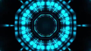 Gelecekçi Siberpunk VJ Döngü Neon Tüneli Girdabı ve Arıza Parçacıkları