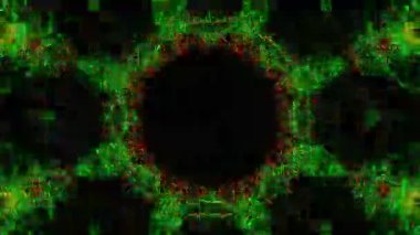 Gelecekçi Siberpunk VJ Döngü Neon Tüneli Girdabı ve Arıza Parçacıkları