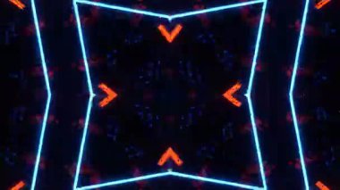 Gelecekçi Siberpunk VJ Döngü Neon Tüneli Girdabı ve Arıza Parçacıkları