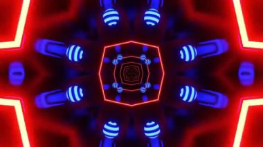 Gelecekçi Siberpunk VJ Döngü Neon Tüneli Girdabı ve Arıza Parçacıkları