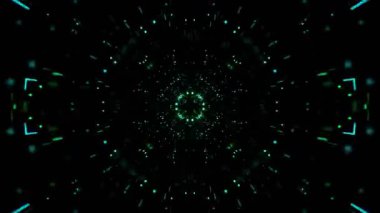 Gelecekçi Siberpunk VJ Döngü Neon Tüneli Girdabı ve Arıza Parçacıkları