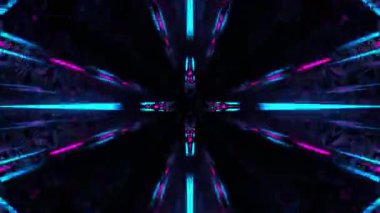 Gelecekçi Siberpunk VJ Döngü Neon Tüneli Girdabı ve Arıza Parçacıkları