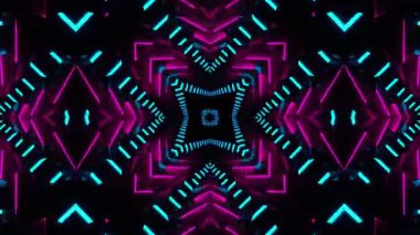Gelecekçi Siberpunk VJ Döngü Neon Tüneli Girdabı ve Arıza Parçacıkları