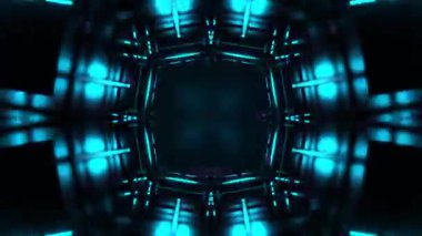 Gelecekçi Siberpunk VJ Döngü Neon Tüneli Girdabı ve Arıza Parçacıkları