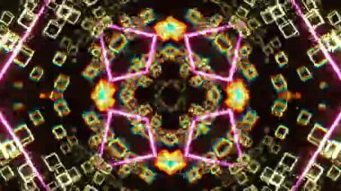 Gelecekçi Siberpunk VJ Döngü Neon Tüneli Girdabı ve Arıza Parçacıkları