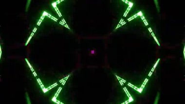 Gelecekçi Siberpunk VJ Döngü Neon Tüneli Girdabı ve Arıza Parçacıkları