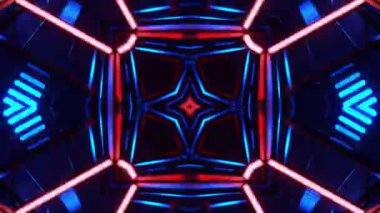 Gelecekçi Siberpunk VJ Döngü Neon Tüneli Girdabı ve Arıza Parçacıkları