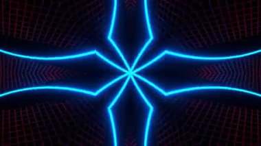 Gelecekçi Siberpunk VJ Döngü Neon Tüneli Girdabı ve Arıza Parçacıkları