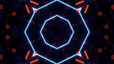 Gelecekçi Siberpunk VJ Döngü Neon Tüneli Girdabı ve Arıza Parçacıkları