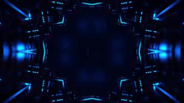 Gelecekçi Siberpunk VJ Döngü Neon Tüneli Girdabı ve Arıza Parçacıkları