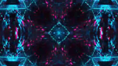 Gelecekçi Siberpunk VJ Döngü Neon Tüneli Girdabı ve Arıza Parçacıkları