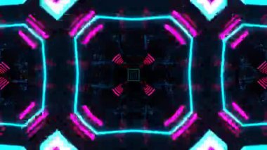 Gelecekçi Siberpunk VJ Döngü Neon Tüneli Girdabı ve Arıza Parçacıkları