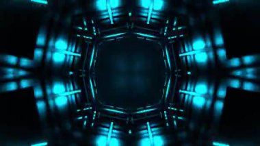 Gelecekçi Siberpunk VJ Döngü Neon Tüneli Girdabı ve Arıza Parçacıkları