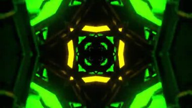 Gelecekçi Siberpunk VJ Döngü Neon Tüneli Girdabı ve Arıza Parçacıkları