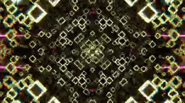 Gelecekçi Siberpunk VJ Döngü Neon Tüneli Girdabı ve Arıza Parçacıkları