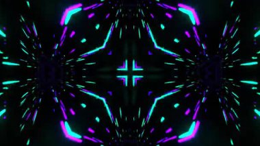 Gelecekçi Siberpunk VJ Döngü Neon Tüneli Girdabı ve Arıza Parçacıkları