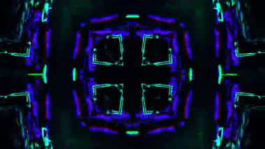 Gelecekçi Siberpunk VJ Döngü Neon Tüneli Girdabı ve Arıza Parçacıkları