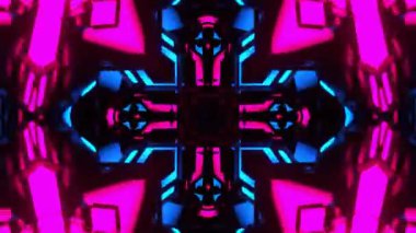 Gelecekçi Siberpunk VJ Döngü Neon Tüneli Girdabı ve Arıza Parçacıkları