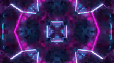 Gelecekçi Siberpunk VJ Döngü Neon Tüneli Girdabı ve Arıza Parçacıkları