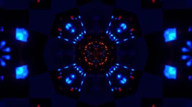 Gelecekçi Siberpunk VJ Döngü Neon Tüneli Girdabı ve Arıza Parçacıkları