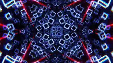 Gelecekçi Siberpunk VJ Döngü Neon Tüneli Girdabı ve Arıza Parçacıkları