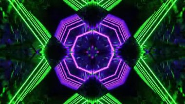 Gelecekçi Siberpunk VJ Döngü Neon Tüneli Girdabı ve Arıza Parçacıkları