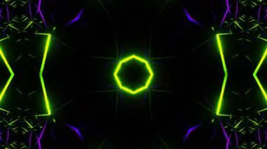 Gelecekçi Siberpunk VJ Döngü Neon Tüneli Girdabı ve Arıza Parçacıkları
