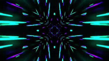 Gelecekçi Siberpunk VJ Döngü Neon Tüneli Girdabı ve Arıza Parçacıkları