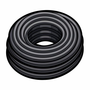 Large Coil of Black Plastic Tubing  Flexible Industrial Hose Isolated on White Background clipart