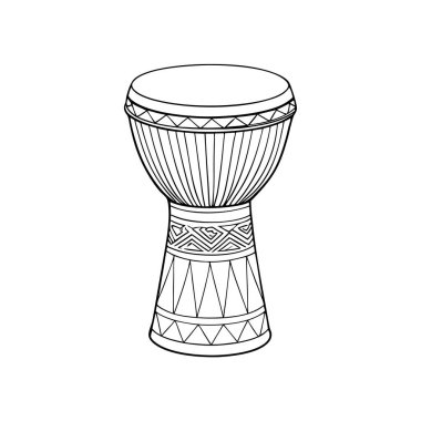 Siyah ve beyaz Darbuka simgesi, geleneksel bir perküsyon müzik aleti, beyaz arkaplanda izole edilmiş..