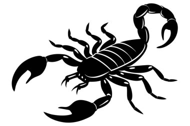 Black and white Scorpion silhouette vector icon isolated on white background. clipart