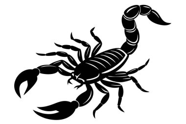 Black and white Scorpion silhouette vector icon isolated on white background. clipart