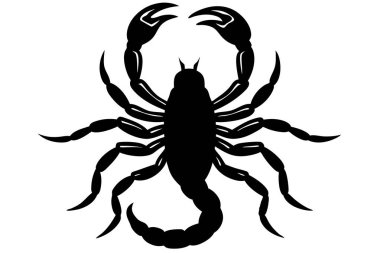 Black and white Scorpion silhouette vector icon isolated on white background. clipart