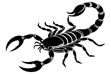 Black and white Scorpion silhouette vector icon isolated on white background. clipart