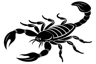 Black and white Scorpion silhouette vector icon isolated on white background. clipart