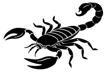 Black and white Scorpion silhouette vector icon isolated on white background. clipart