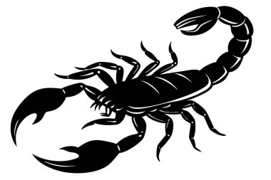 Black and white Scorpion silhouette vector icon isolated on white background. clipart